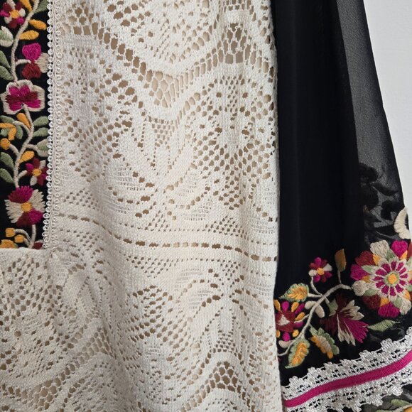 Anthropologie Vineet Bahl Embroidered Long Sleeve Dress- Size XL- Flowered Print - Picture 4 of 5